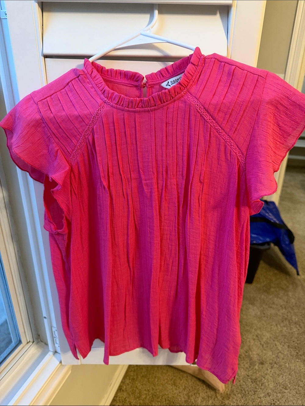 Nanette Lepore Hot Pink Ruffle Sleeve Pleated Blouse